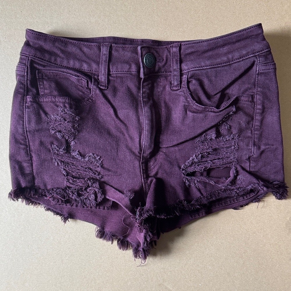 American Eagle Outfitters Purple Distressed Denim Cutoff Shorts